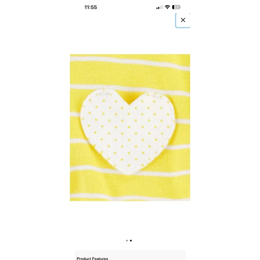 Girls Yellow Striped Heart Romper